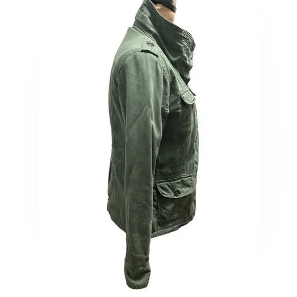 Kirra Field Jacket Womens Med Army Green Sherpa Fleece Lined Canvas Utility Moto - Picture 3 of 13